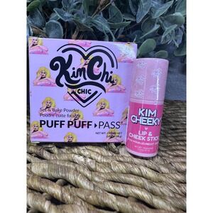 KimChi Chic Puff Puff Pass Set & Bake Powder‎ Pink Rose Lip Cheek Stick